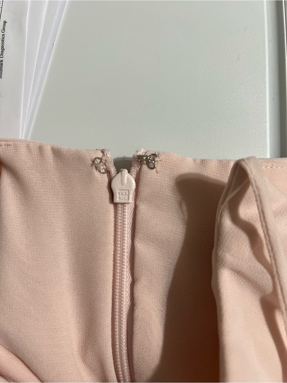 Chiffon Ruched V-Neck Maxi Dress in Light Blush - Picture 7 of 12